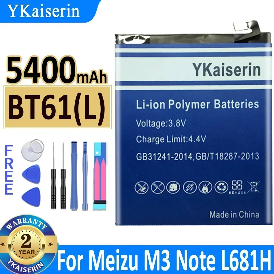 YKaiserin Battery For Meizu Meizy PRO 5 6 Plus/MX6/5S M5 M5S/MX5 Pro MX5Pro/MX4 Pro/M3 Note/M3E/M2 mini Note/MX3/M1 Note M1Note