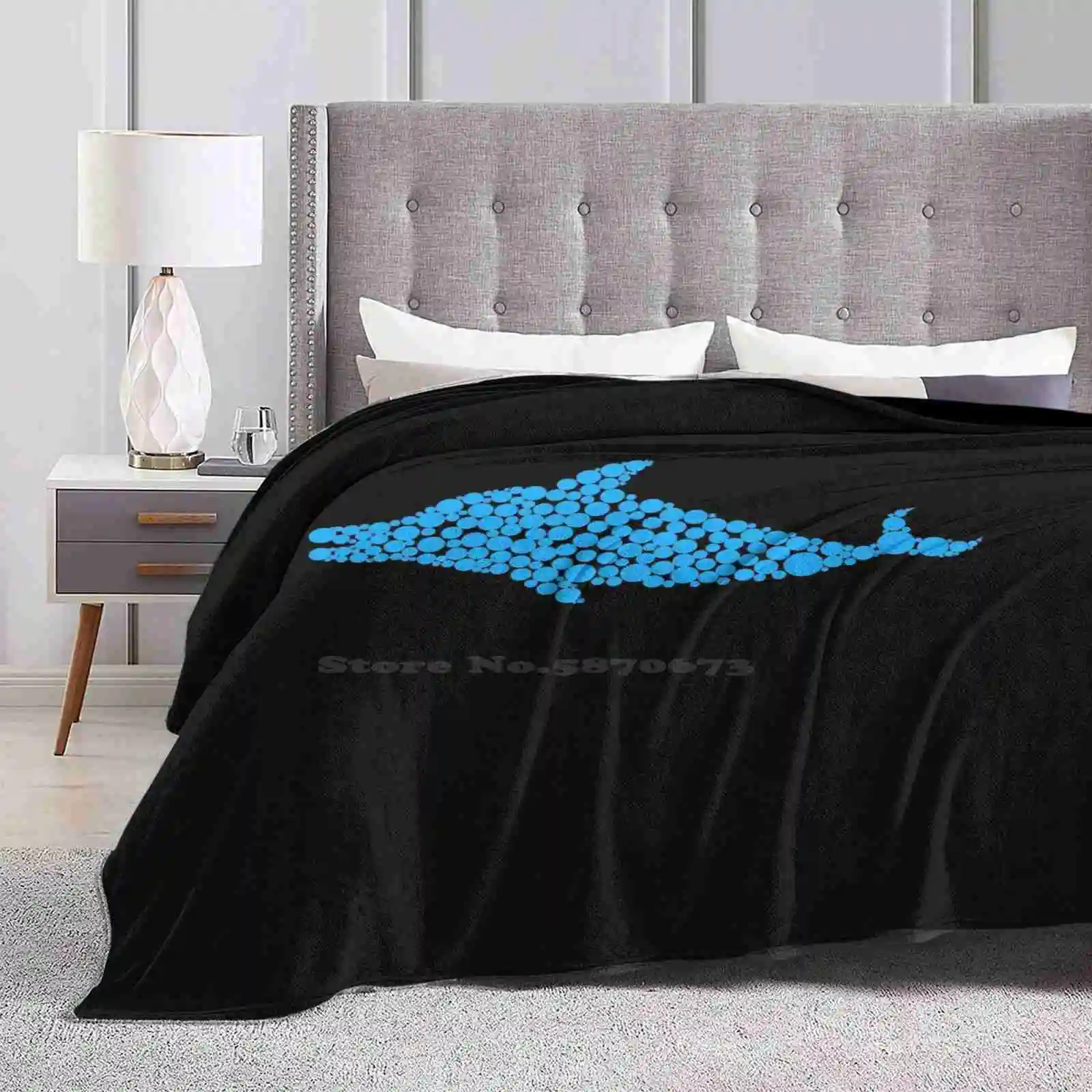 Blue Polka Dot Dolphin , Dolphins Lover Gift New Arrival Fashion Leisure Warm Flannel Blanket Cute Dolphin Dolphin Lover Ocean