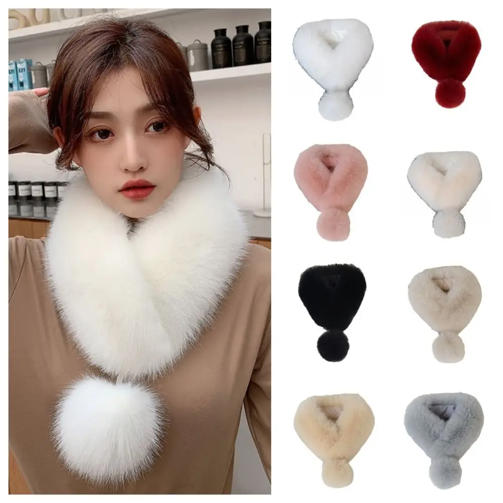 

Gifts Thickened Plush Scarf Magnetic Windproof Imitation Fur Scarf Solid Color Keep Warm Warm Neckerchief Outdoor
