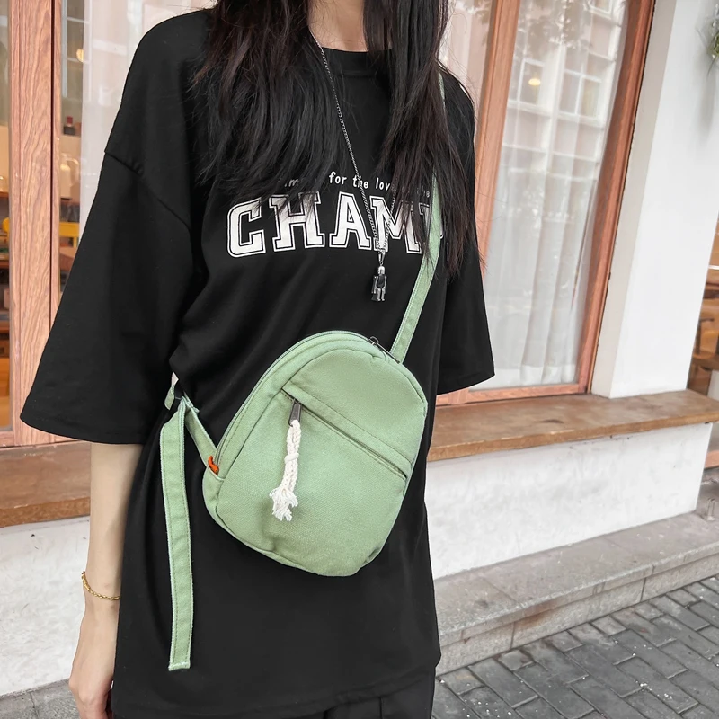 Small Canvas Chest Bags For Women 2023 Trend Handbags Casual Shoulder Cross Bag Vintage Eco Bag Korean Messenger Bag Y2K Satchel