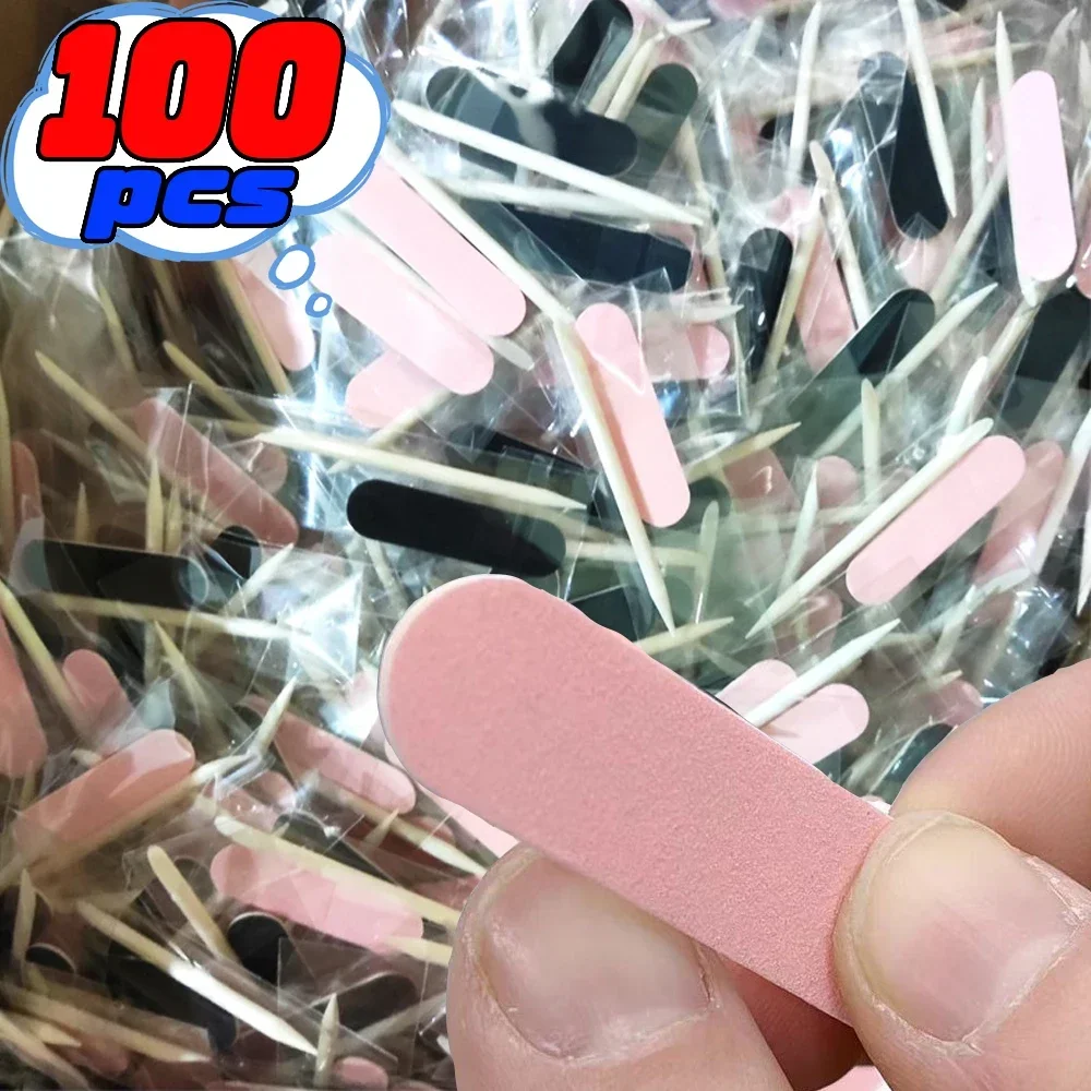 20-100PCS Set Nail Cleaning Disposable Care Kit Mini Nail File Sticks Nail Art Tool Portable Filer Accessories Manicure Supplies