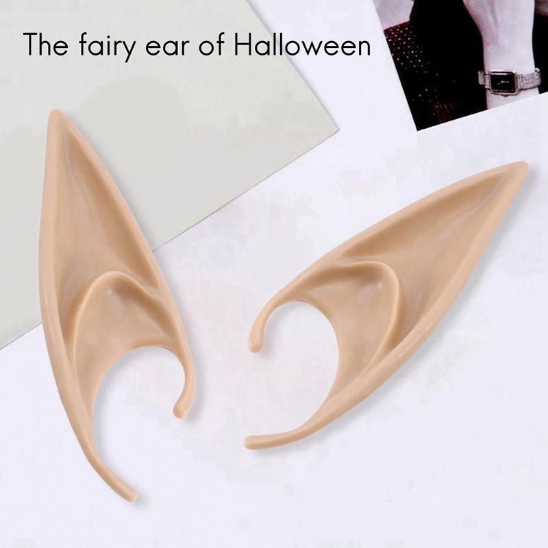 1 Pair PVC Fairy Pixie Fake Elf Ears Halloween Mask New Party Mask Scary Halloween Decoration Soft Pointed Prosthetic Ears Long