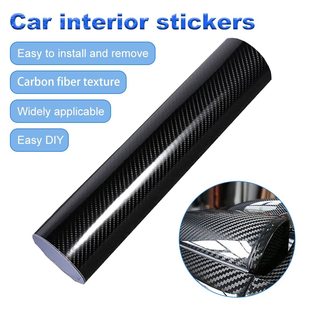 7D Carbon Fiber Car Interior Vinyl Film Decorative Sticker Trim Strip Universal Self Adhesive Luxury Car-Styling Film