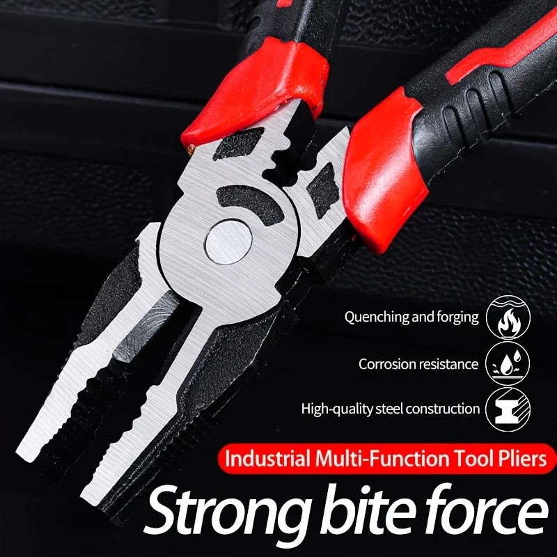Industrial-Grade Chrome Vanadium Steel Electrician Pliers Set with Diagonal Cutters Needle-Nose Iron Construction for Profession