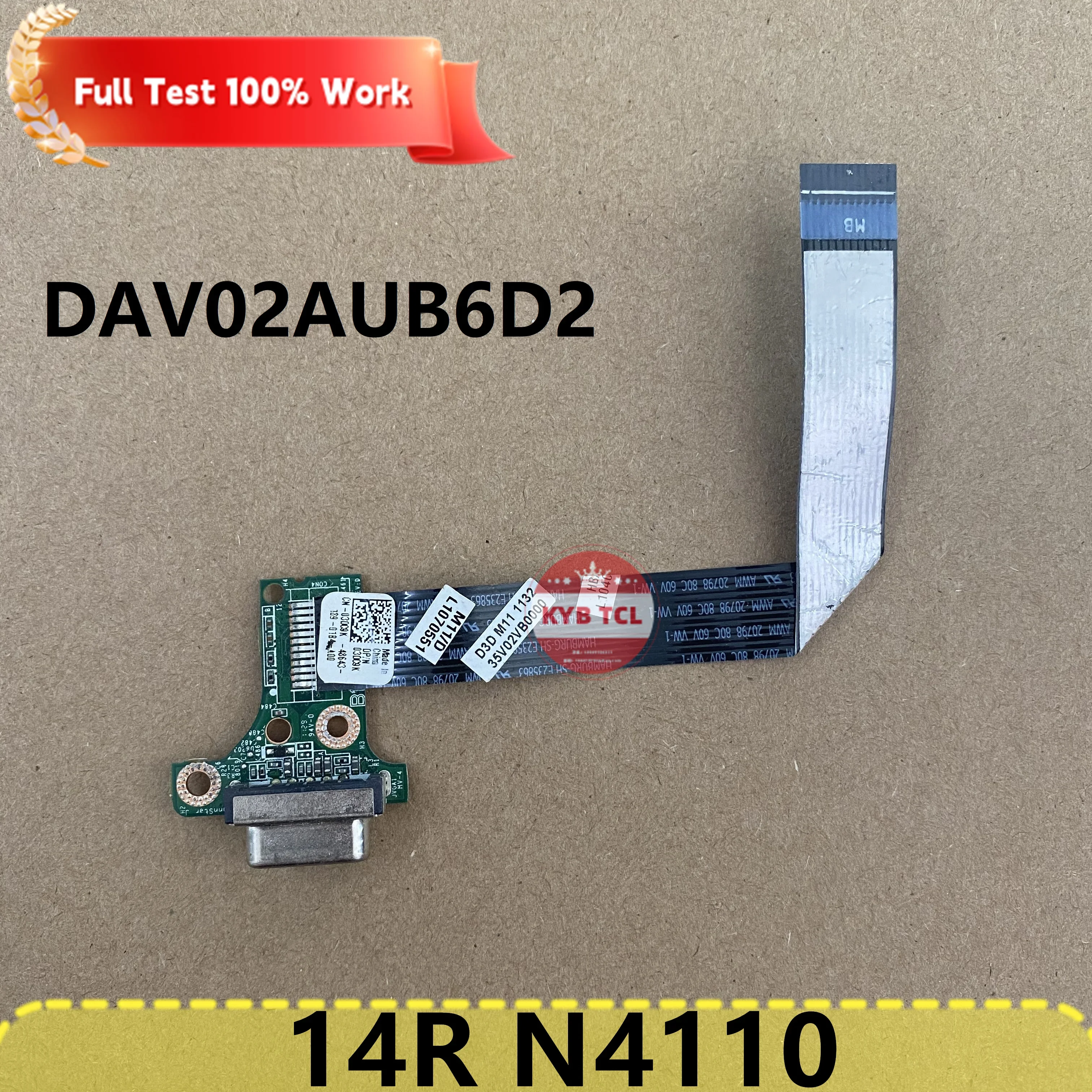 Placa de Porta VGA para Laptop Dell Inspiron 14R N4110 P20G Vostro 3450 P19G V3450 com Cabo 3D09K DAV02AUB6D2 03D09K CN-03D09K