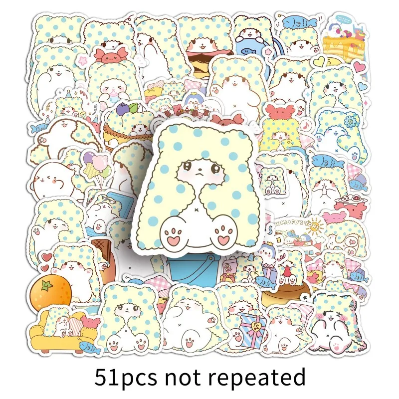 51Pcs Sanrio Marumofubiyori Kawaii Water Proof Stickers for Kids DIY Laptop Phone Stationery Bike Decorative Sticker Toy Gifts