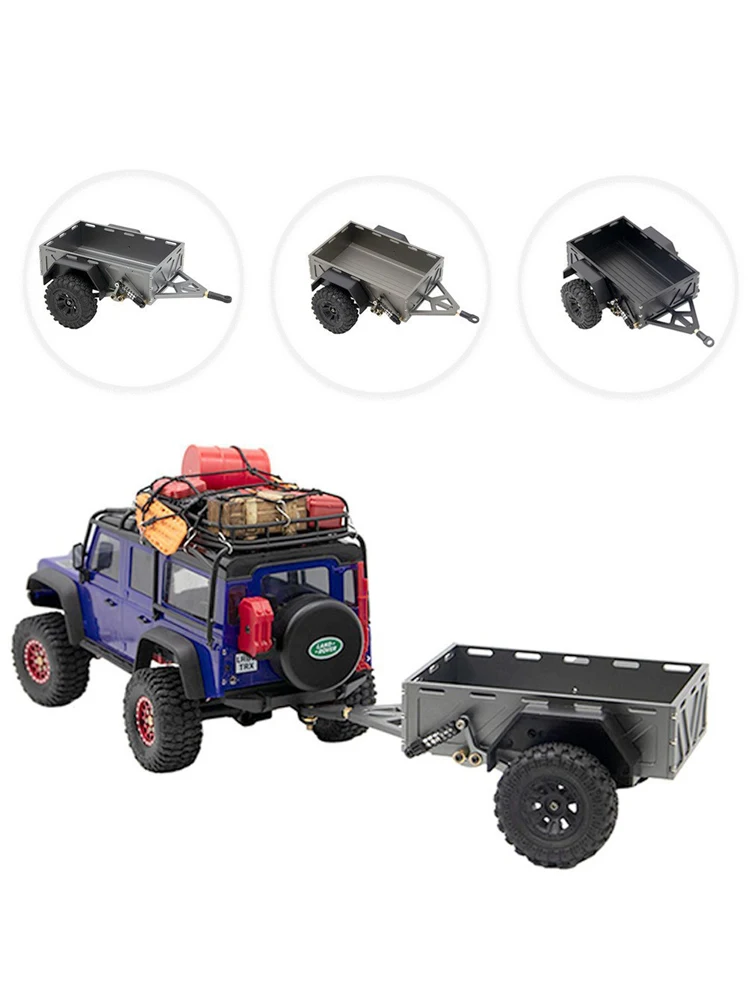 Wonder RC Store CNC Aluminium 1/18 Maßstab Nutzanhänger mit Anhängerkupplung für RC Crawler TRX4M Bronco Defender Zubehör