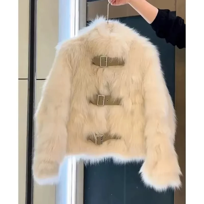 Fur Coat Women Women's Coat Women's Fur Coat Maillard Leather Buckle Fur Coat Winter New Temperament Fox Mao Mao Coat Woman