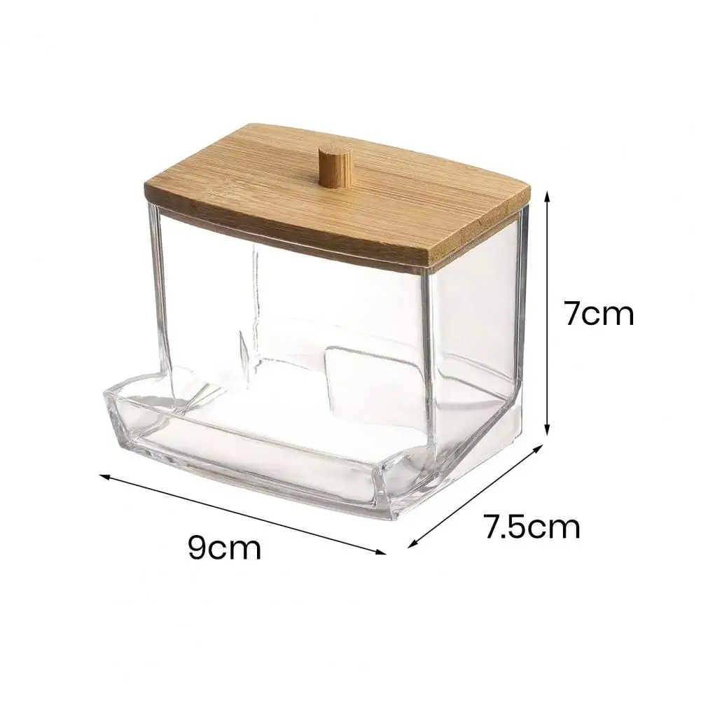 Office Storage Container Cotton Swab Holder Transparent Dustproof Cotton Swab Box with Lid Toothpick Dispenser for Cotton