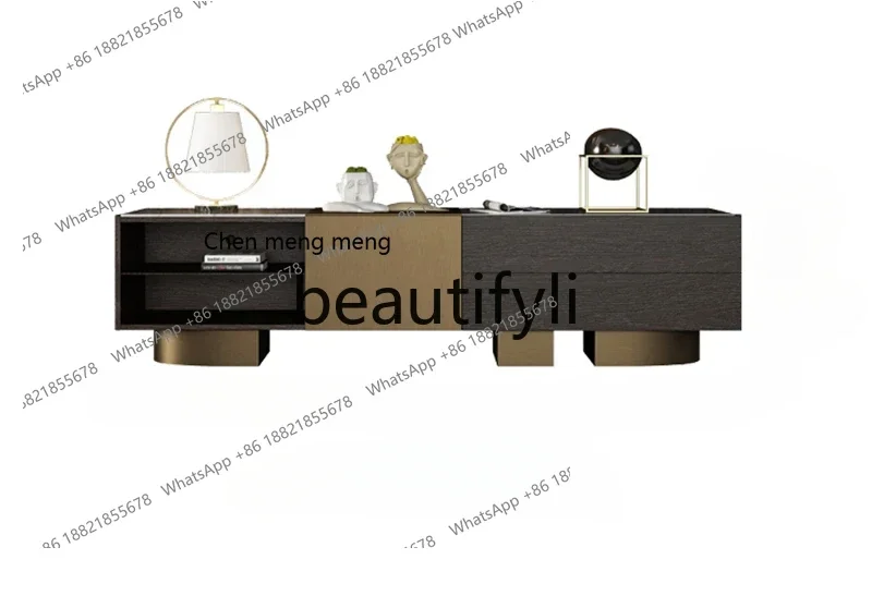 

G Italian light luxury rock panel TV cabinet high-end sense large apartment villa living room home designer high-end floor cabin