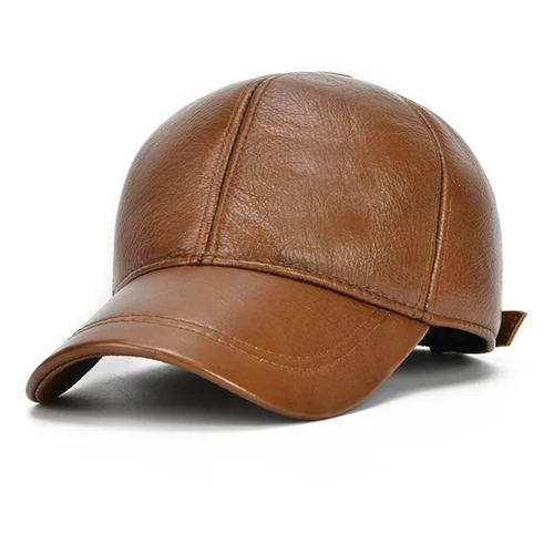 Imagen 2 del producto 2025 gorra de béisbol ajustable de cuero de vaca genuino para hombre para Otoño Invierno gorra para deportes al aire libre gorras de cuero de vaca Real para hombre