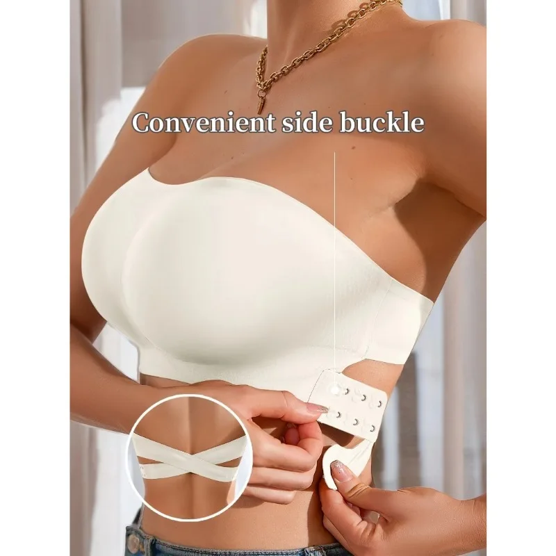 1Pc/Pack Removable Padded Soft Ice Silk Traceless Women Brasseries Wire Free Seamless Bra for Women Strapless Bra