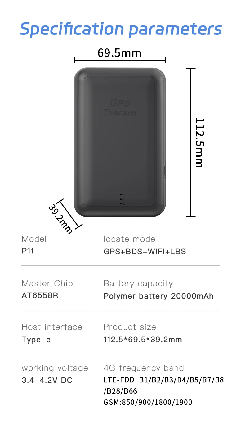 Rastreador gps para carro 4g lte, à prova d'água em tempo real, bateria de 20000mah, magnético oculto, gsm, android, lbs, pc, compatível com ios/android