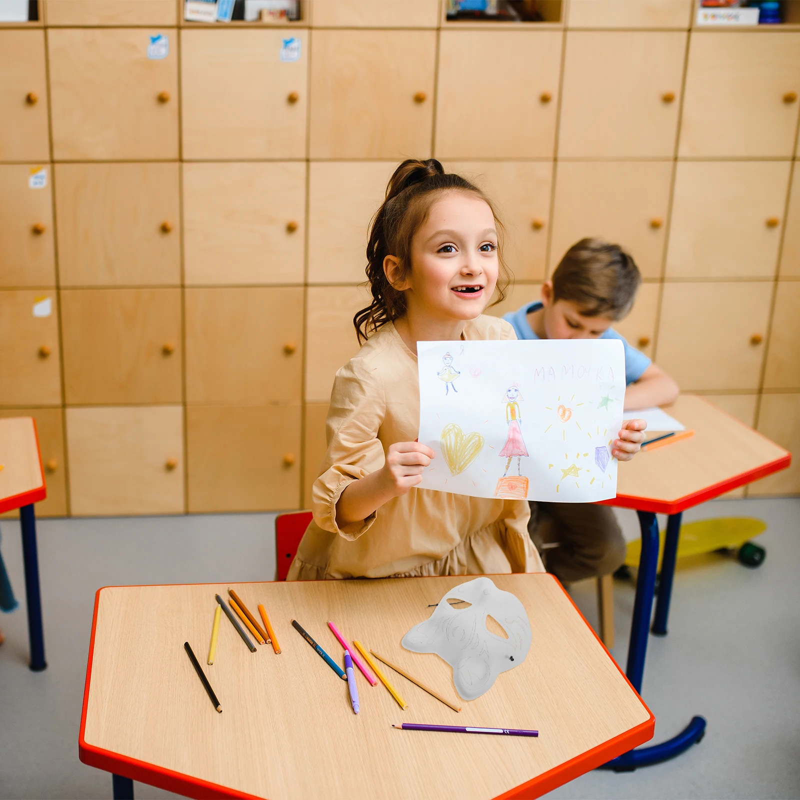 1 Set Blank Cat For Diy Painting White Craft Cosplay Halloween Animal Face Masquerade Japanese Style Unpainted Diy Art Mask Hand