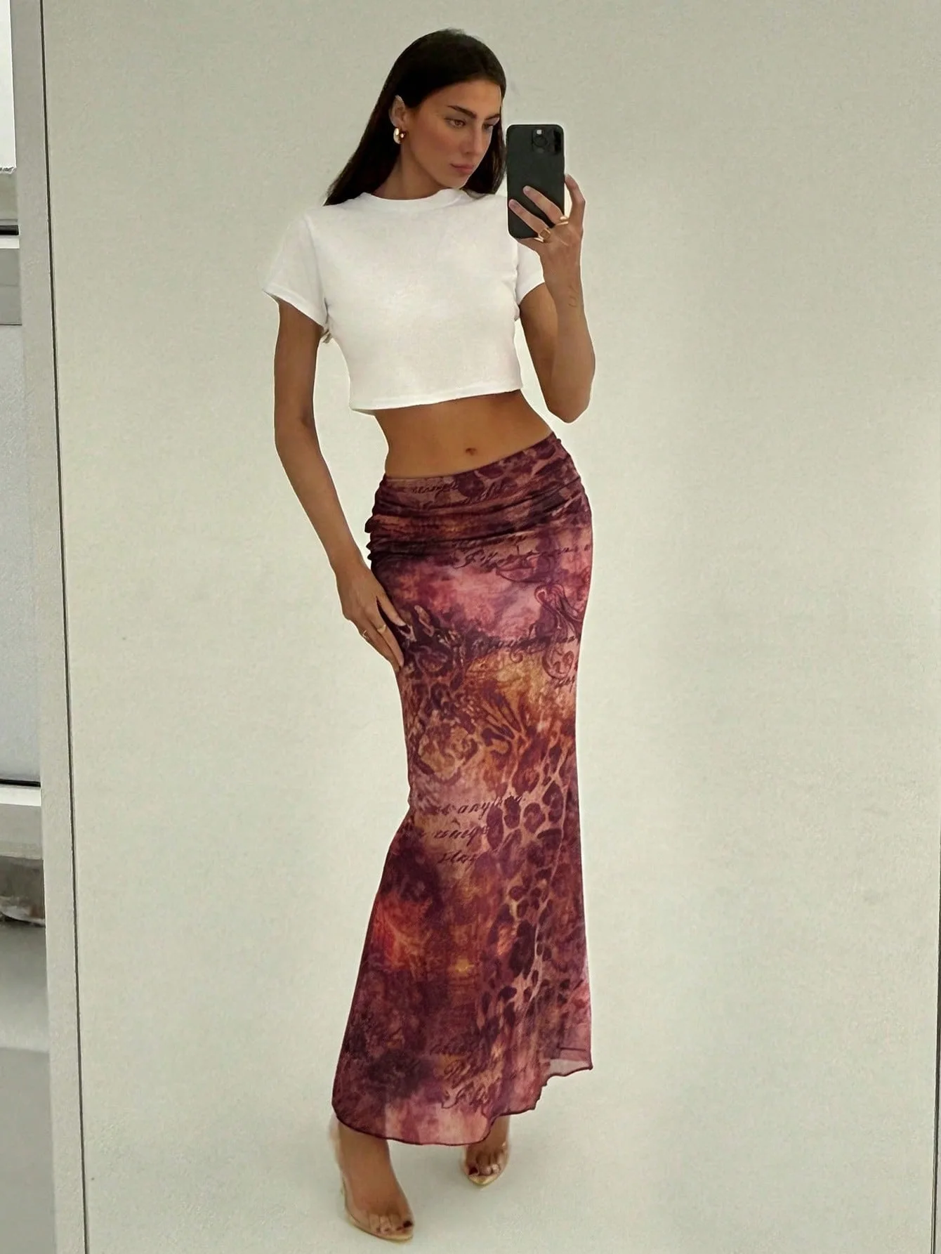 2026 New Women's Slit Sexy Skirt Summer Printed Skirt Long Dress Bodycon Dress Women Elegant Skirt Party Tight Dress