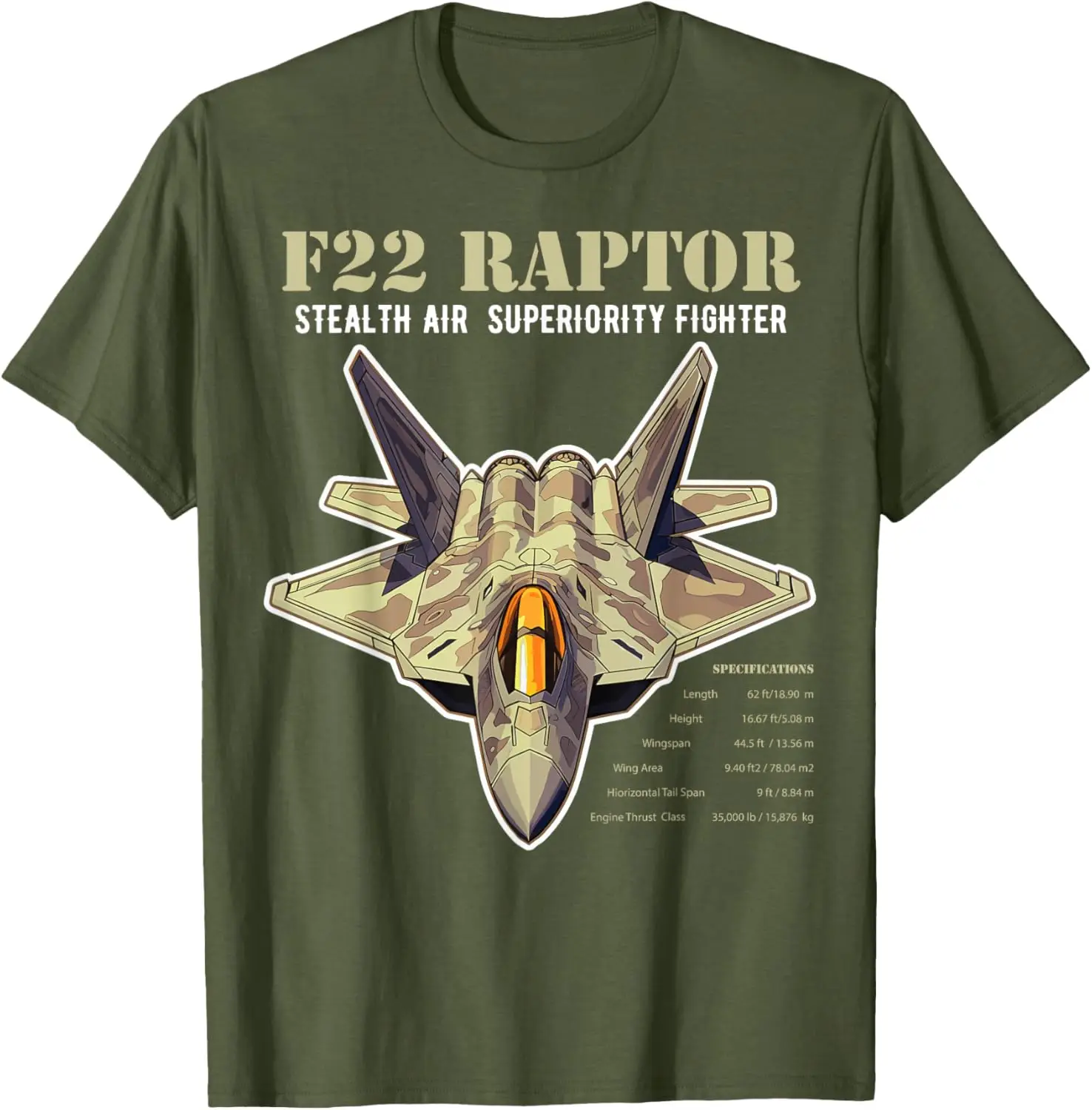 

F-22 Raptor Fighter Jet Military Aircraft Men Dad T-Shirt Short Sleeve Casual 100% Cotton Shirt