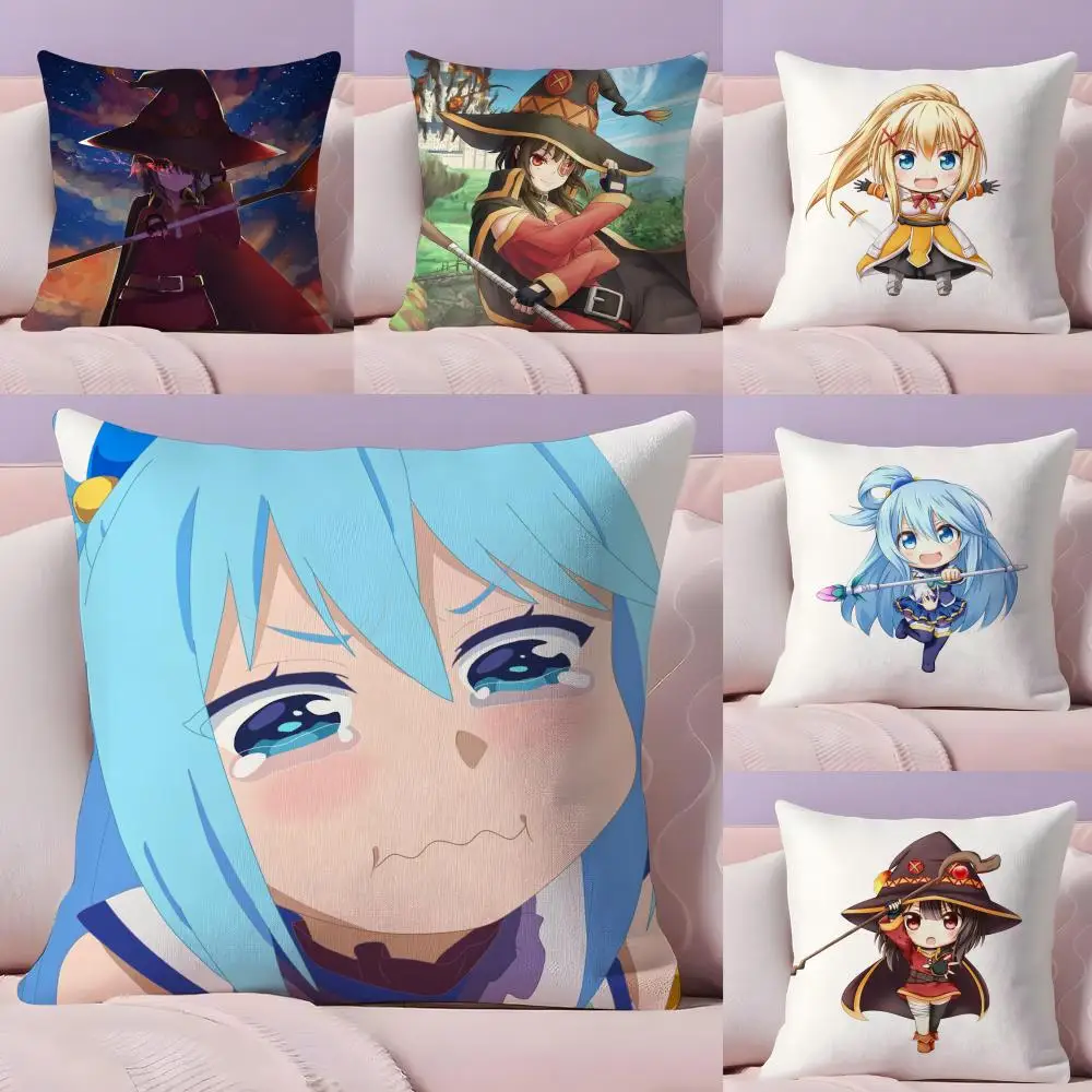 New Arrival K-Konosuba Anime Cushion Cover Plush Fabric Soft Double-Sided Printed Sofa Warm Winter Home Gift Pillow Cover