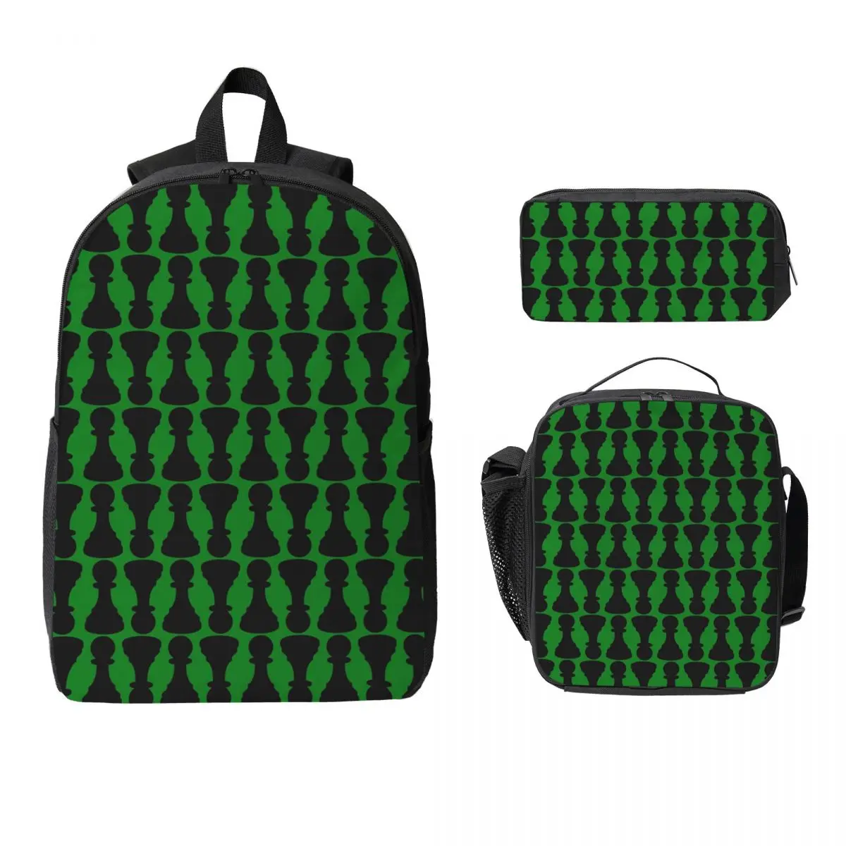 

Chess Pieces On Board Chessboard Backpack Boys Girls BookBag School Bag Laptop Shoulder Bags 3ps Insulated Lunch Bag Pencil Case