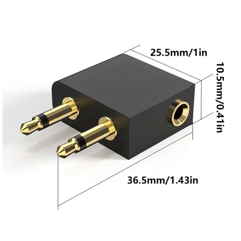 Adaptador enchufe puerto auriculares 1 a 2 para viajes en avión, convertidor divisor sonido 3,5mm, conector en