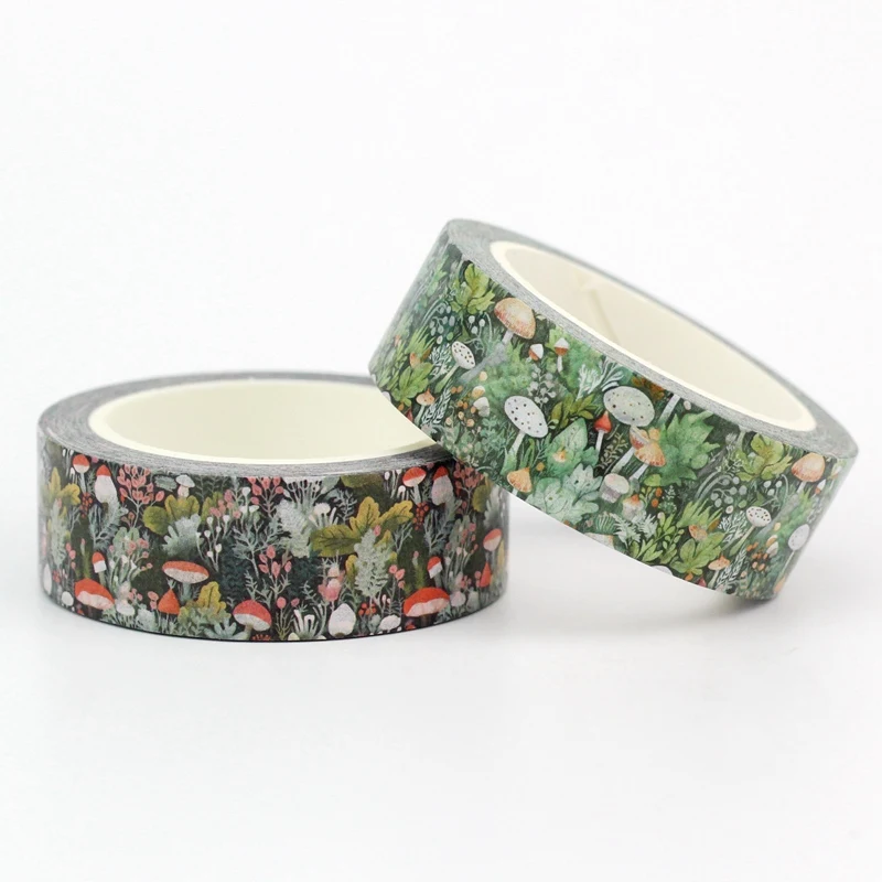 NEW 1pc 10M Decor Forest Leaves Mushrooms Plants Flowers Washi Tape Set for Scrapbooking Journaling Masking Tape Cute Stationery