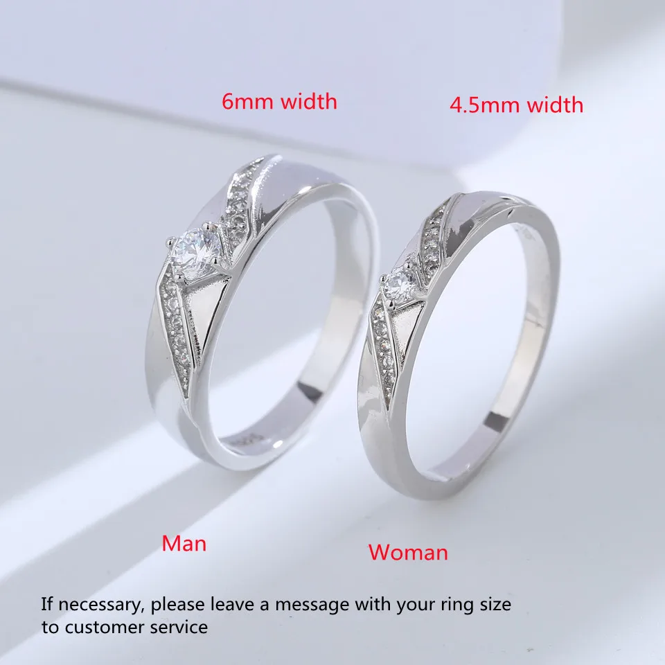 925 Sterling Silver Wedding Ring Set for Couples
