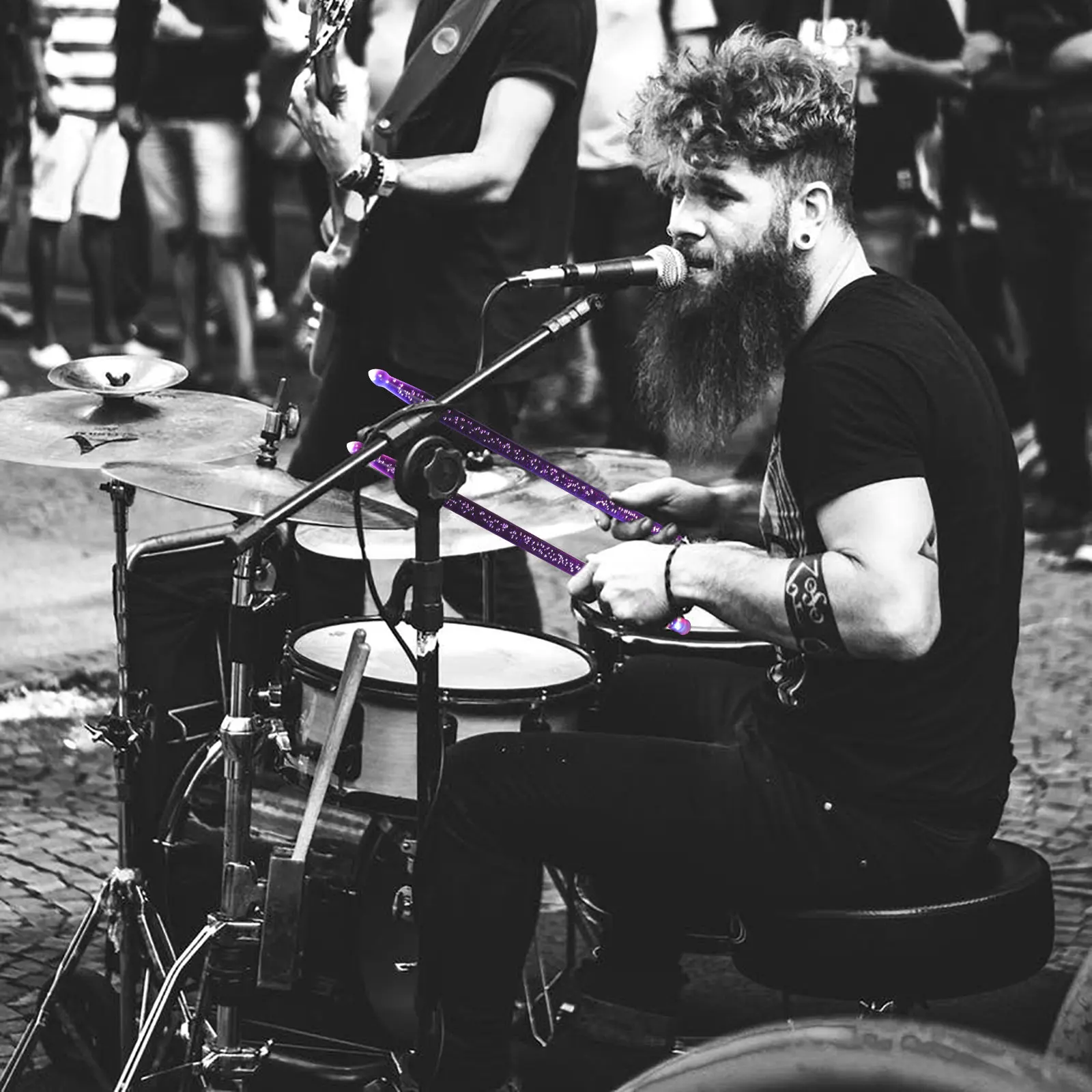 

Luminous Drumsticks Acrylic Set Glow Dark Percussion Mallets Instrument Accessories Durable Round Safe Drums Snare Jazz