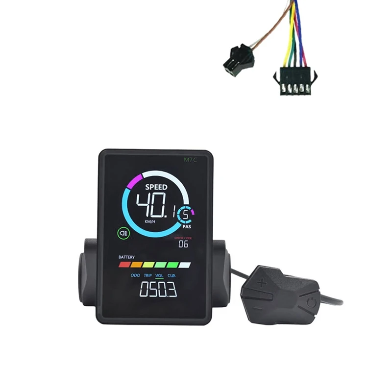 M7C-2 Electric Bike LCD Display Meter 24V 36V 48V 60V E Scooter Color LCD Panel For Mountain Electric Bike SM 5+2PIN