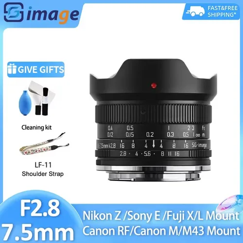 Imagen SG 7,5mm F2.8 lente Manual ojo de pez gran angular para Sony E Nikon Z Canon EOS R RF EOS M Sigma Leica L Olympus M43 Fuji X