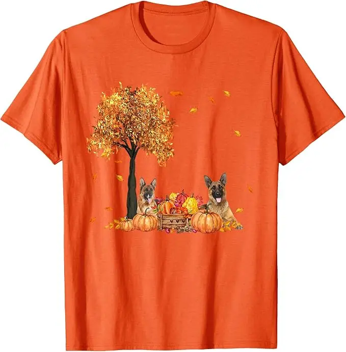 Deutscher Schäferhund Herbstblatt Herbst Hund Thanksgiving Halloween T-Shirt Y2k Hundeliebhaber Ästhetische Kleidung Neuheit Geschenk Weiches Baumwoll-T-Shirt – Detail 12