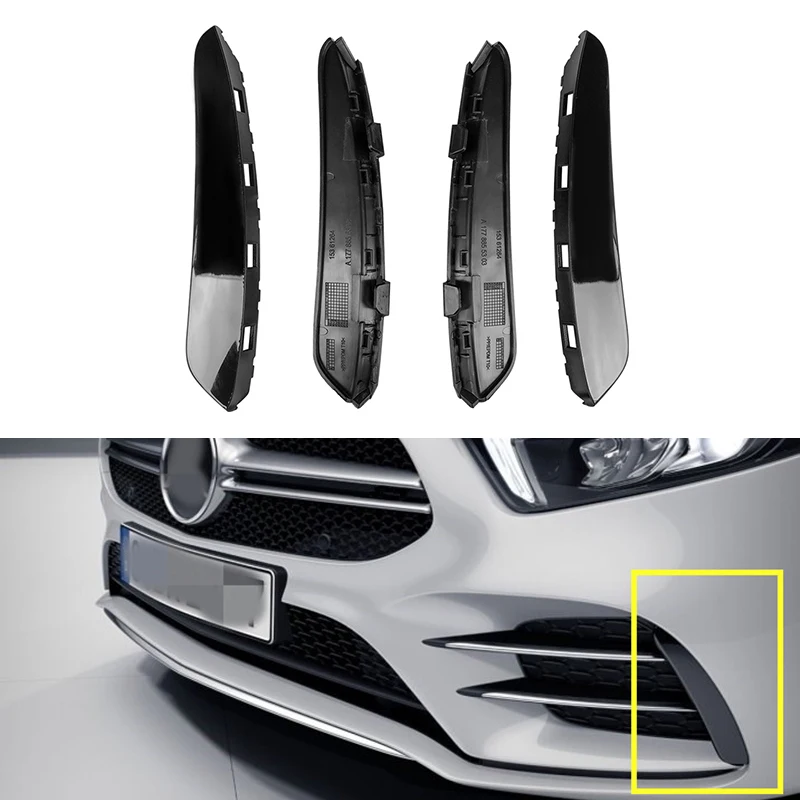 For Mercedes Benz A Class W177 AMG A180 A200 A250 A35 2019- 2024 Front Bumper Side Canards Fins Car Accessories Decoration Trim