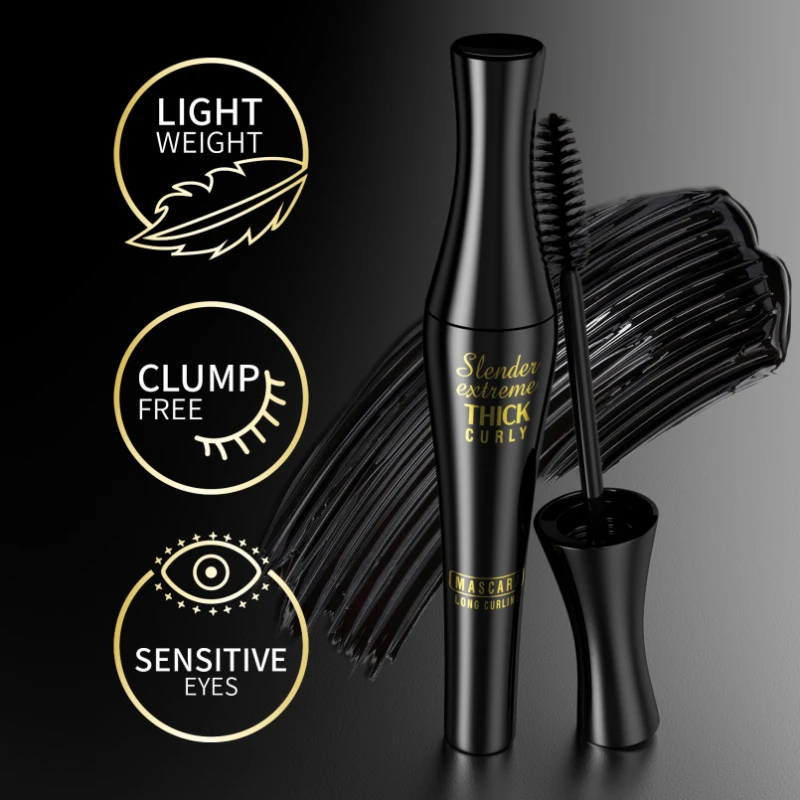 Mascara arricciacapelli in fibra di seta 5D impermeabile naturale spesso asciugatura rapida trucco non fiorito ciglia setose estensione nera cosmetica