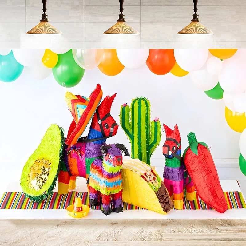 Photography Backdrop Mexican Fiesta Luau Cinco De Mayo Kids Birthday Party Cake Smash Decor Background Poster Photo Studio