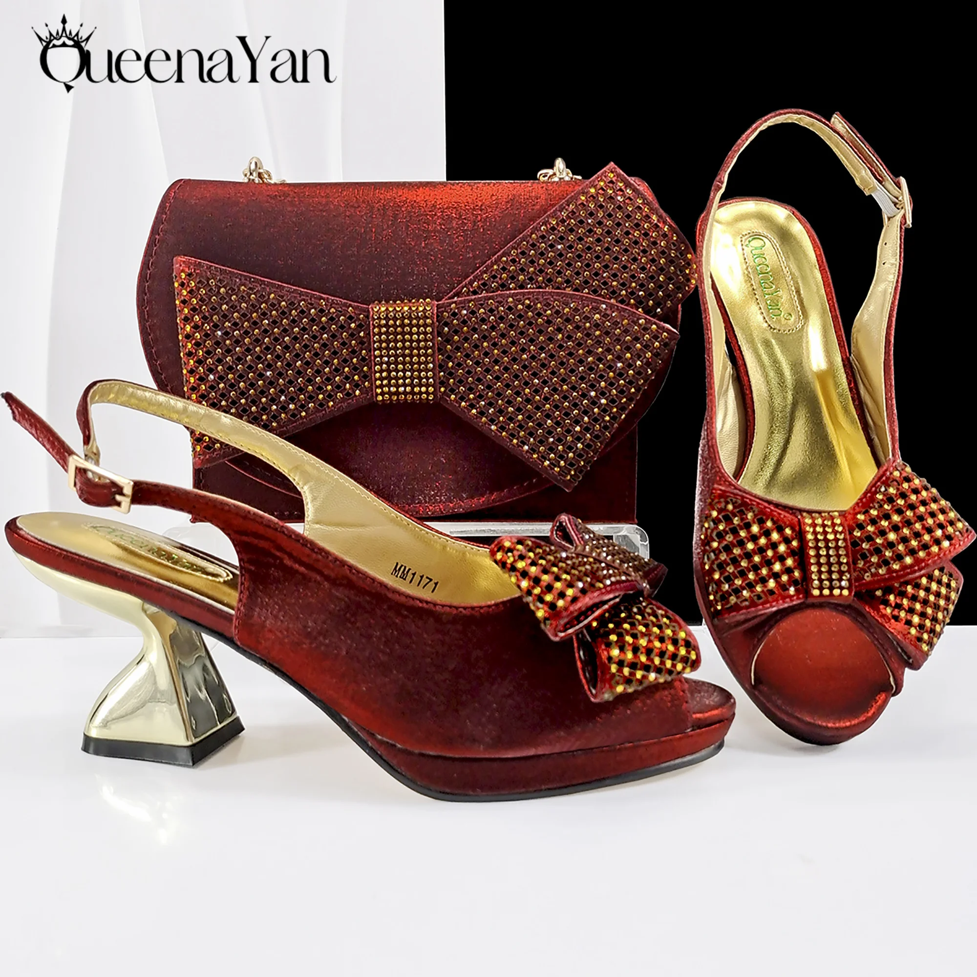Elegant Peep Toe High Heel Pumps Wine Gold