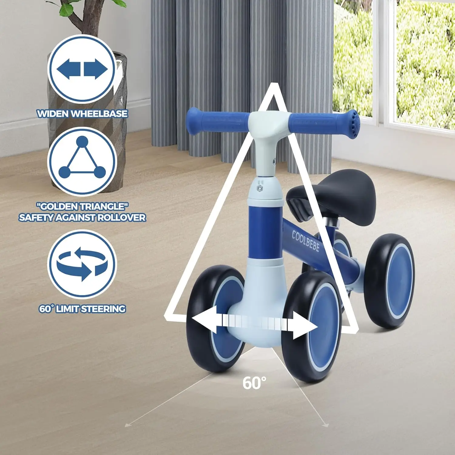 Baby-Laufrad für 1 Jahr alte Jungen Mädchen Geschenk, 2 Jahre altes Kleinkind Laufrad mit 4 leisen Rädern, ein Jahr alt Geburtstag gi