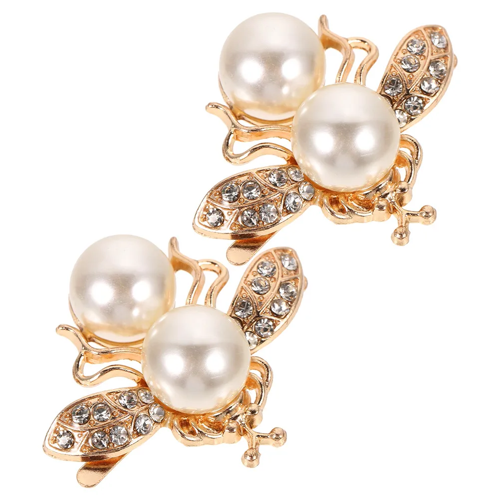

2pcs Bee Shape Metal Buckle Clips For Shoes Bags Clothes Diy Decoration Wedding Party Hairpin Rhinestone Shoe Charm Decorative