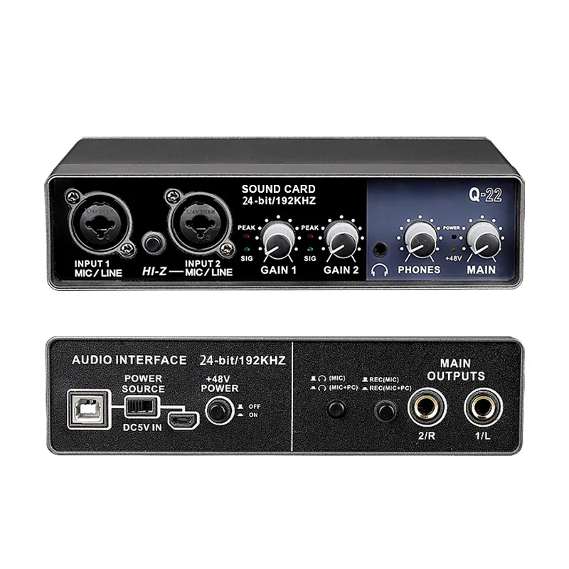 Professional USB Sound Card for Computer Recording Live Dubbing Singing-Digital Mixing Equipment External Guitar Audio Book