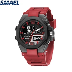 SMAEL 8103 LED Light Alarm Clock Dual Time Display Waterproof Auto Date Watch For Men Brand Sport Watch