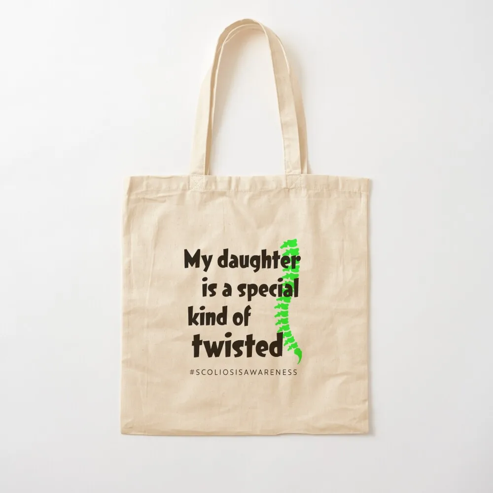 Scoliosis Awareness Month - Daughter Tote Bag personalized tote bag Portable shopping bag custom fabric Canvas Tote