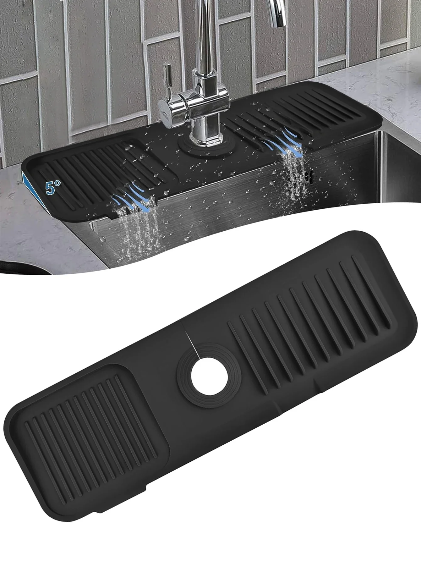 Thick Kitchen Silicone Sink Faucet Mat Splash Guard for Sink Faucet Absorbent Sink Protectors Mat Kitchen Sink Gadgets