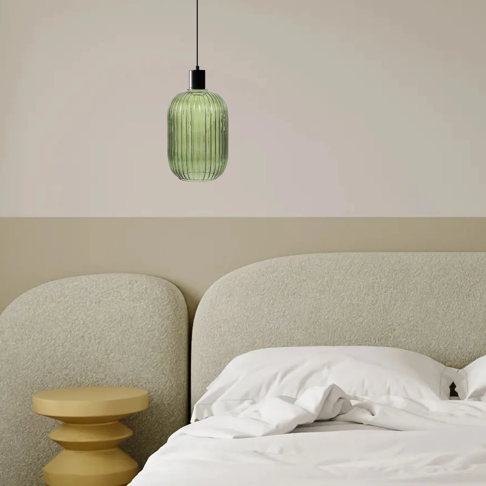 Striped White Glass Lamp Shade Replacement for Table Lamp Pendant Light Chandelier Wall Sconce 140x200mm Ribbed Decorative Light