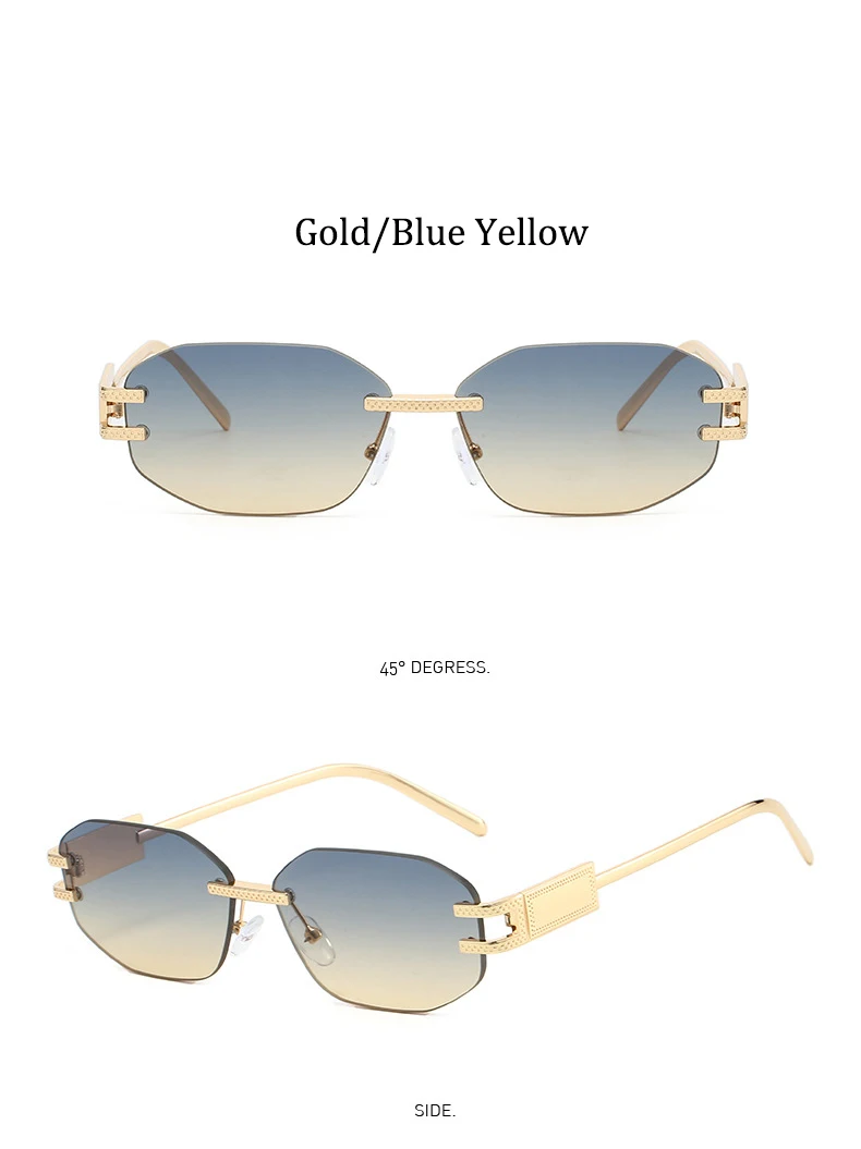 Retro Rahmenlose Sonnenbrille Frauen 2025, Neue Trendy Mode Marke Sonnenbrille Damen Hohe Qualität Klassische Männer Luxus Brillen UV400 – Detail 13