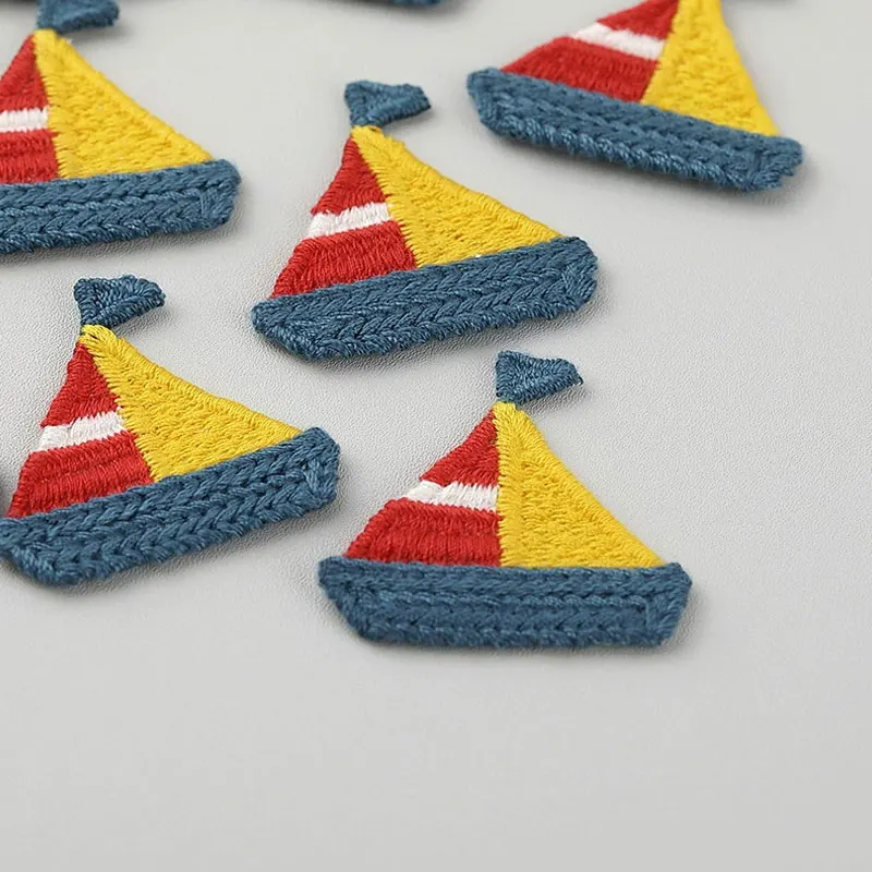 10Pcs Nautical Anchor Smile Face Embroidery Patches For Hair Bands Headwear Accessories Computer Pin Badges