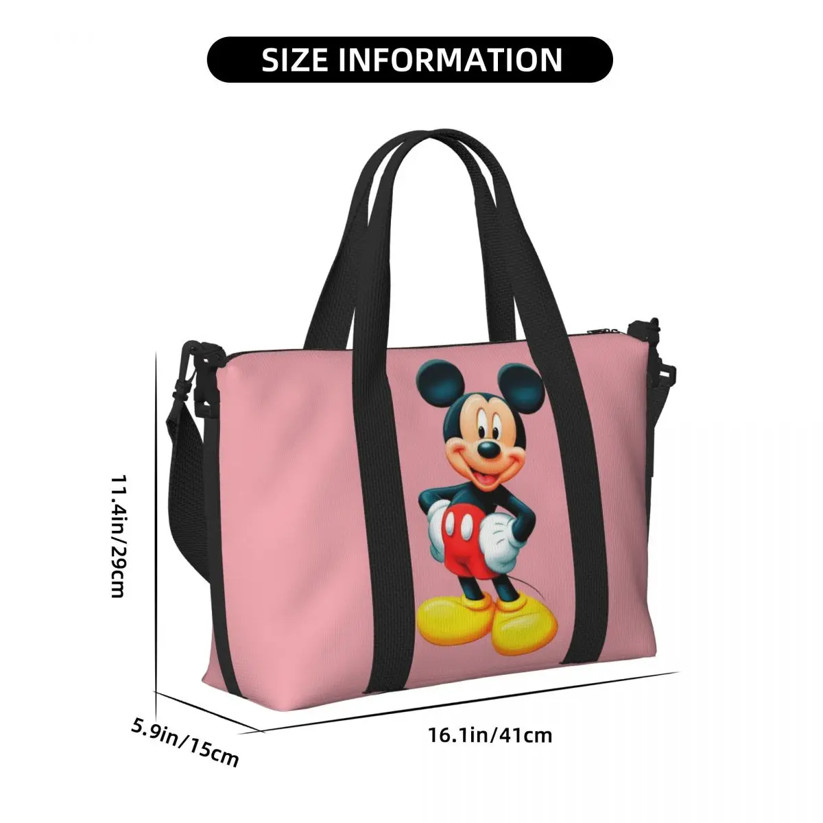 Custom Mickey Mouse Minnie Grocery Tote Shopping Bag Women Large Capacity Cartoon Gym Beach Travel Bags