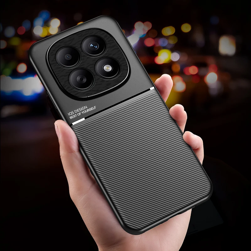 Car Magnetic Holder Leather Plate Phone Case for Redmi 15C A5 Global 171MM 4G 5G  Soft Back Cover for Redmi 15C EU 173MM