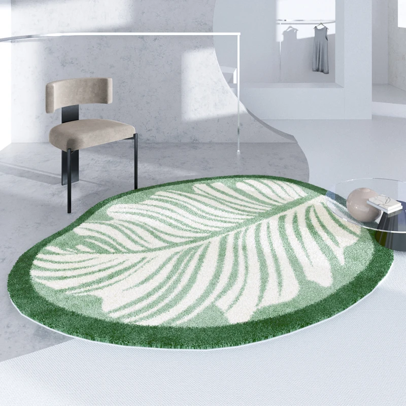 Nordic Green Plants Carpets for Living Room Irregular Bedroom Decor Plush Carpet Advanced Home Sofa Cloakroom Thicken Floor Mat