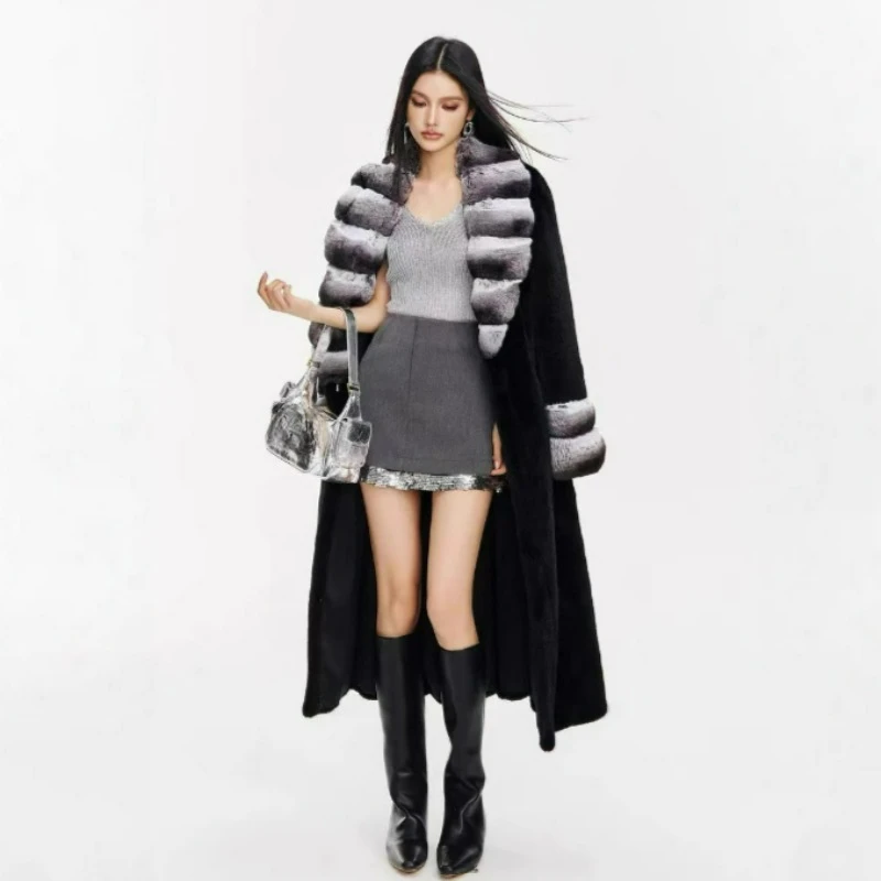 

Women's Fur Coat 2026 Winter Warm Fashionable Good-looking Imitation Mink Fur Outerwear Long Velvet Big Fur Collar