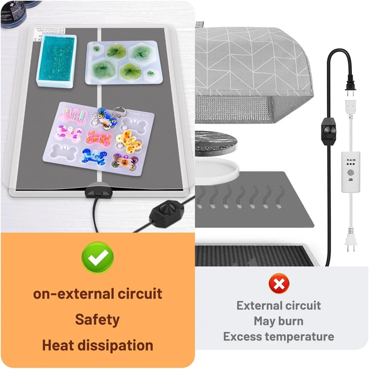 A79G Resin Heating Mat,Epoxy Resin Curing Machine with Temperature Regulation,Heating Pad for Projects,DIY Resin US Plug