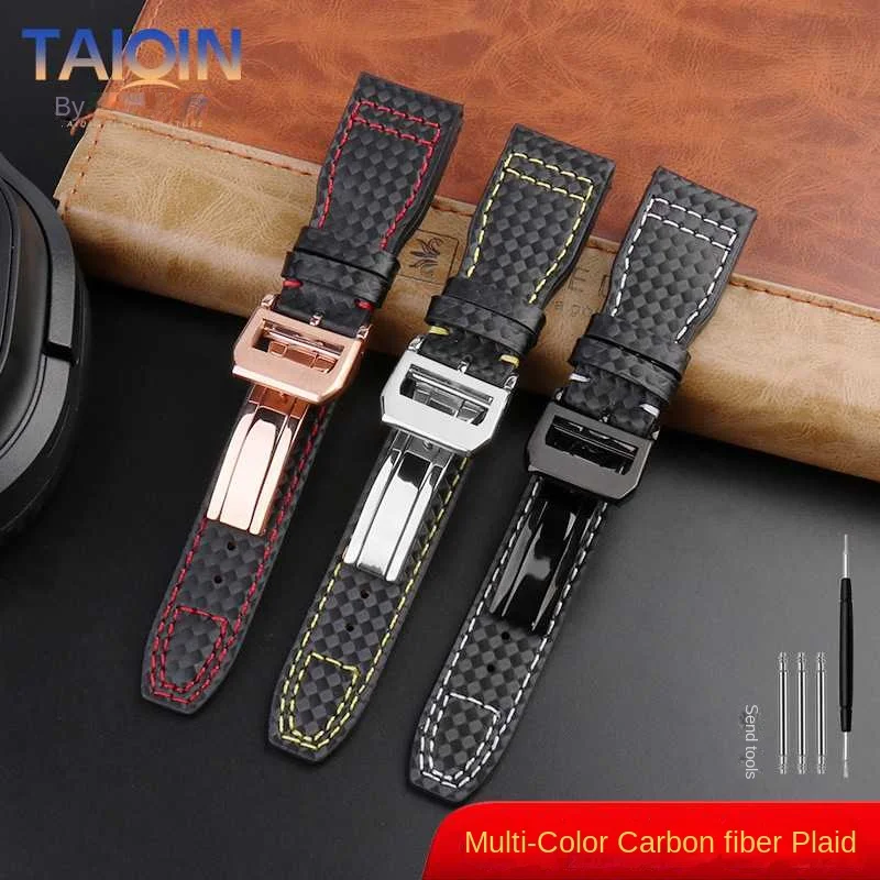 For IWC Pilot Mark Little Prince IWC Portuguese Genuine Leather Strap Carbon Fiber Pattern Bracelet Watchband 20mm 21mm 22mm image 6