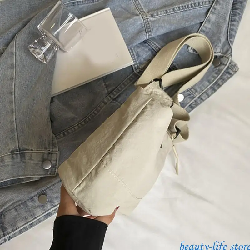 

Fashion Simple Solid Color Womens Zippered Crossbody Bag for Work and Casual Nylon Shoulder Purse with Multiple Pockets 517D