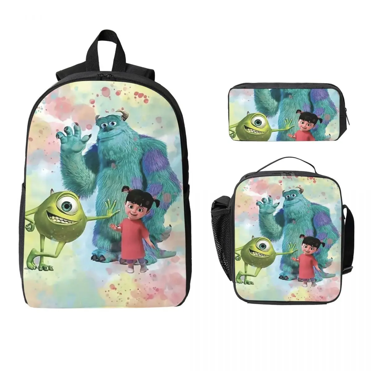

Monsters Inc Backpack Student Boys Girls BookBag School Bag Computer Shoulder Bags 3ps Insulated Lunch Bag Pencil Case